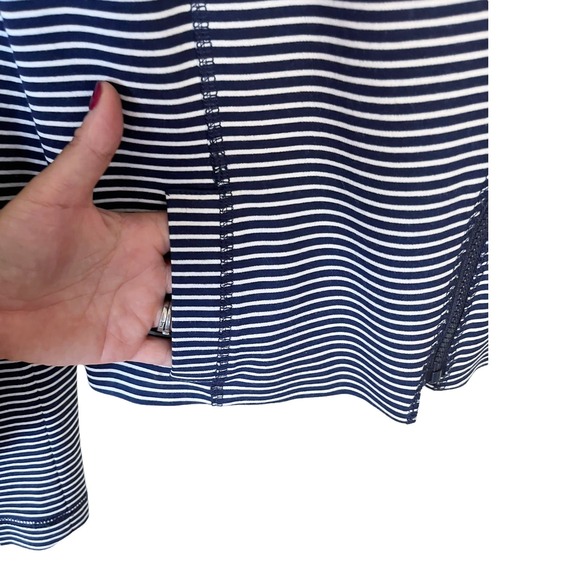 WORTH Jersey Moto Jacket Striped Blue White Asymmetrical Zip Collar Pocket 6 EUC - Picture 4 of 9